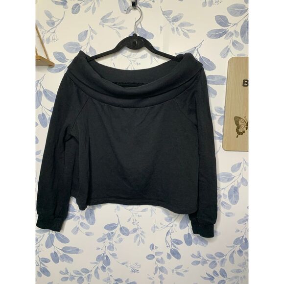 ASOS Off The Shoulder Cropped Sweatshirt Size 8 - Picture 1 of 6